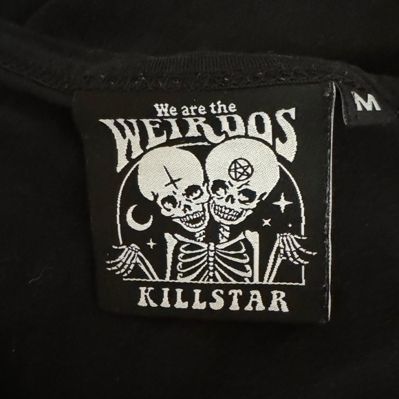 Killstar Gothic “Love Kills” Graphic Distressed Black Cotton Dress Medium. Rare! - Picture 2 of 5